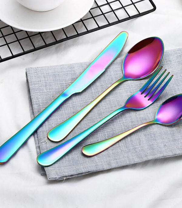Stainless Steel Iridescent Premium Flatware Cutlery Set | 24pc