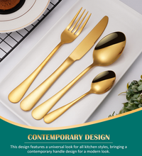 Stainless Steel Gold Premium Flatware Cutlery Set | 24pc