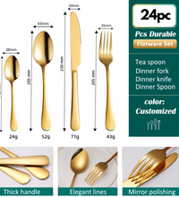 Stainless Steel Gold Premium Flatware Cutlery Set | 24pc