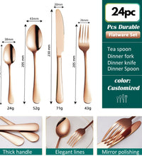 Stainless Steel RoseGold Premium Flatware Cutlery Set | 24pc