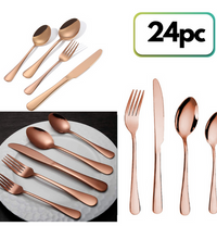 Stainless Steel RoseGold Premium Flatware Cutlery Set | 24pc